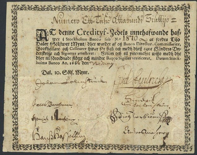Prima bancnota din Europa